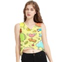 Cute Sketch Child Graphic Funny V-Neck Cropped Tank Top View1