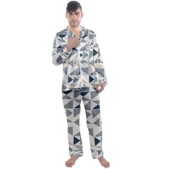 Geometric Triangle Modern Mosaic Men s Long Sleeve Satin Pajamas Set by Hannah976