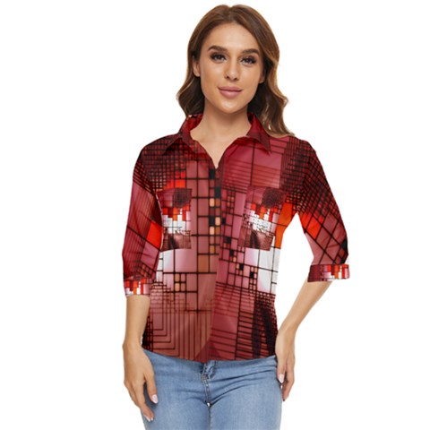 Pattern Structure Light Patterns Women s Quarter Sleeve Pocket Shirt by Hannah976