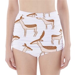 Seamless Deer Pattern Design High-waisted Bikini Bottoms by Hannah976