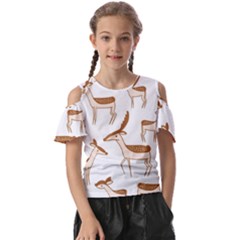 Seamless Deer Pattern Design Kids  Butterfly Cutout T-shirt by Hannah976