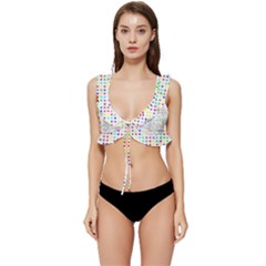Dots Color Rows Columns Background Low Cut Ruffle Edge Bikini Top by Hannah976