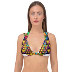 Cube Diced Tile Background Image Double Strap Halter Bikini Top by Hannah976