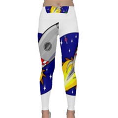 Rocket Ship Launch Vehicle Moon Classic Yoga Leggings by Sarkoni