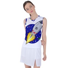 Rocket Ship Launch Vehicle Moon Women s Sleeveless Sports Top by Sarkoni