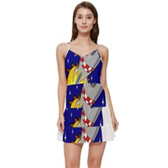 Rocket Ship Launch Vehicle Moon Short Frill Dress by Sarkoni