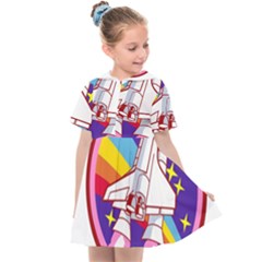 Badge Patch Pink Rainbow Rocket Kids  Sailor Dress by Sarkoni