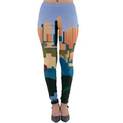 City Buildings Urban Dawn Lightweight Velour Leggings by Sarkoni