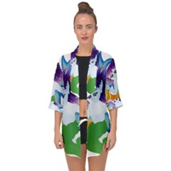 Mermaid Fantasy Undersea Merman Open Front Chiffon Kimono by Sarkoni