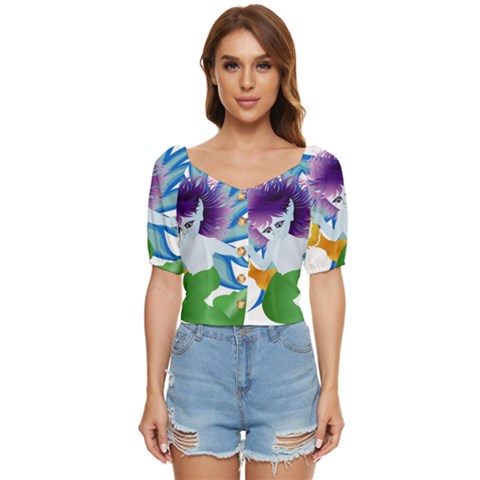 Mermaid Fantasy Undersea Merman Button Up Blouse by Sarkoni