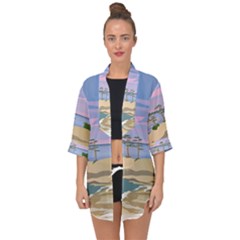 Vacation Island Sunset Sunrise Open Front Chiffon Kimono by Sarkoni