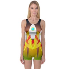 Rocket Take Off Missiles Cosmos One Piece Boyleg Swimsuit by Sarkoni