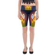 Rocket Take Off Missiles Cosmos Yoga Cropped Leggings by Sarkoni