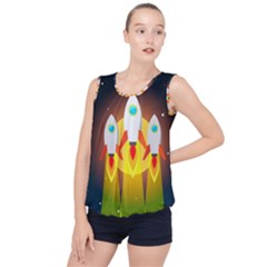 Rocket Take Off Missiles Cosmos Bubble Hem Chiffon Tank Top by Sarkoni