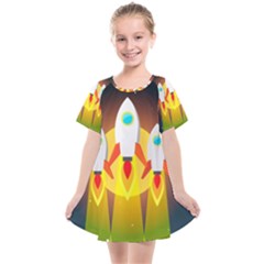 Rocket Take Off Missiles Cosmos Kids  Smock Dress by Sarkoni
