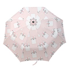 Pattern Pink Cute Sweet Fur Cats Folding Umbrellas by Sarkoni
