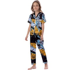 Astronaut Planet Space Science Kids  Satin Short Sleeve Pajamas Set by Sarkoni