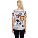 Astronaut Drawing Planet Bow Sleeve Button Up Top View4