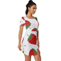 Seamless Pattern Fresh Strawberry Fitted Knot Split End Bodycon Dress View3