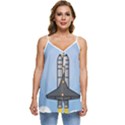 Rocket Shuttle Spaceship Science Casual Spaghetti Strap Chiffon Top View1
