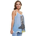 Rocket Shuttle Spaceship Science Casual Spaghetti Strap Chiffon Top View3