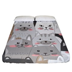 Cute Cats Seamless Pattern Fitted Sheet (california King Size) by Sarkoni