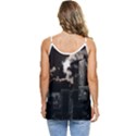 City Night Moon Skyline Skyscraper Casual Spaghetti Strap Chiffon Top View4