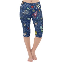 Cat Cosmos Cosmonaut Rocket Lightweight Velour Cropped Yoga Leggings by Grandong