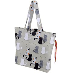 Cute Cat Seamless Pattern Drawstring Tote Bag by Apen