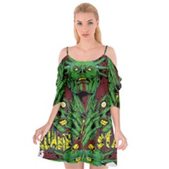 Zombie Star Monster Green Monster Cutout Spaghetti Strap Chiffon Dress by Sarkoni