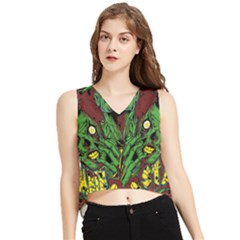 Zombie Star Monster Green Monster V-neck Cropped Tank Top by Sarkoni