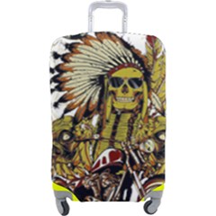 Motorcycle And Skull Cruiser Native American Luggage Cover (large) by Sarkoni