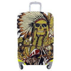 Motorcycle And Skull Cruiser Native American Luggage Cover (medium) by Sarkoni