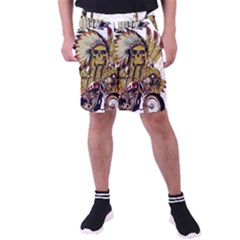 Motorcycle And Skull Cruiser Native American Men s Pocket Shorts by Sarkoni