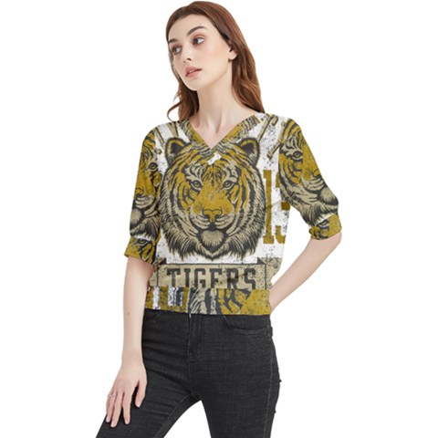 1813 River City Tigers Athletic Department Quarter Sleeve Blouse by Sarkoni