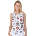 Vector Thin Line Art Vet Seamless Pattern Women s Basketball Tank Top View1