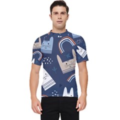 Colorful Cute Cats Seamless Pattern Men s Short Sleeve Rash Guard by Bedest