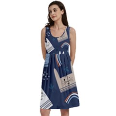 Colorful Cute Cats Seamless Pattern Classic Skater Dress by Bedest