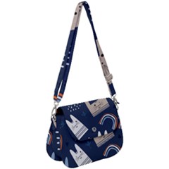 Colorful Cute Cats Seamless Pattern Saddle Handbag by Bedest
