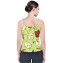 Cute Hand Drawn Cat Seamless Pattern Velvet Spaghetti Strap Top View2