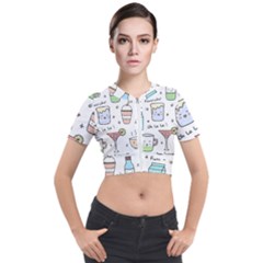 Drinks Cocktails Doodles Coffee Short Sleeve Cropped Jacket by Apen