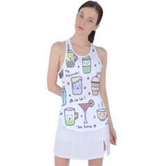 Drinks Cocktails Doodles Coffee Racer Back Mesh Tank Top by Apen
