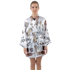 I Love Cooking Baking Utensils Knife Long Sleeve Satin Kimono by Apen