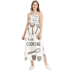 I Love Cooking Baking Utensils Knife Boho Sleeveless Summer Dress by Apen