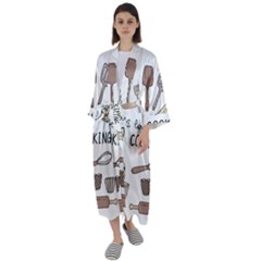 I Love Cooking Baking Utensils Knife Maxi Satin Kimono by Apen