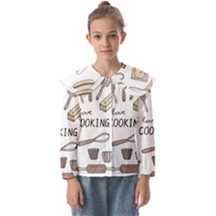 I Love Cooking Baking Utensils Knife Kids  Peter Pan Collar Blouse by Apen