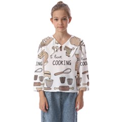 I Love Cooking Baking Utensils Knife Kids  Sailor Shirt by Apen