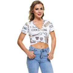 I Love Cooking Baking Utensils Knife Short Sleeve Foldover T-shirt by Apen