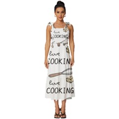 I Love Cooking Baking Utensils Knife Tie-strap Tiered Midi Chiffon Dress by Apen