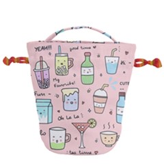 Drink Cocktail Doodle Coffee Drawstring Bucket Bag by Apen